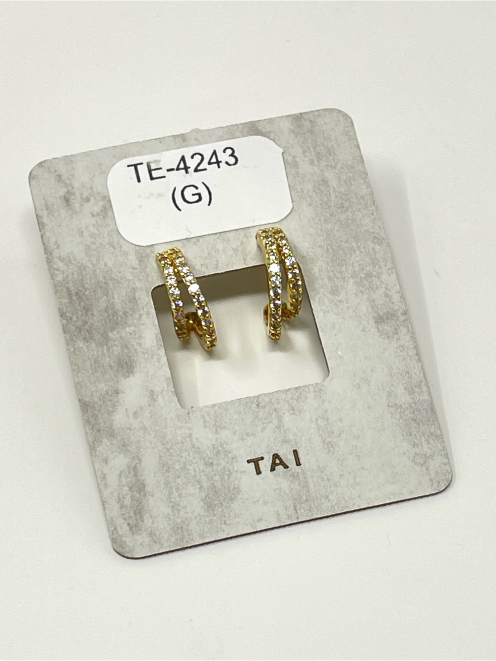 New Anthropologie x Tai Gold Pave Huggie Hoop Earrings